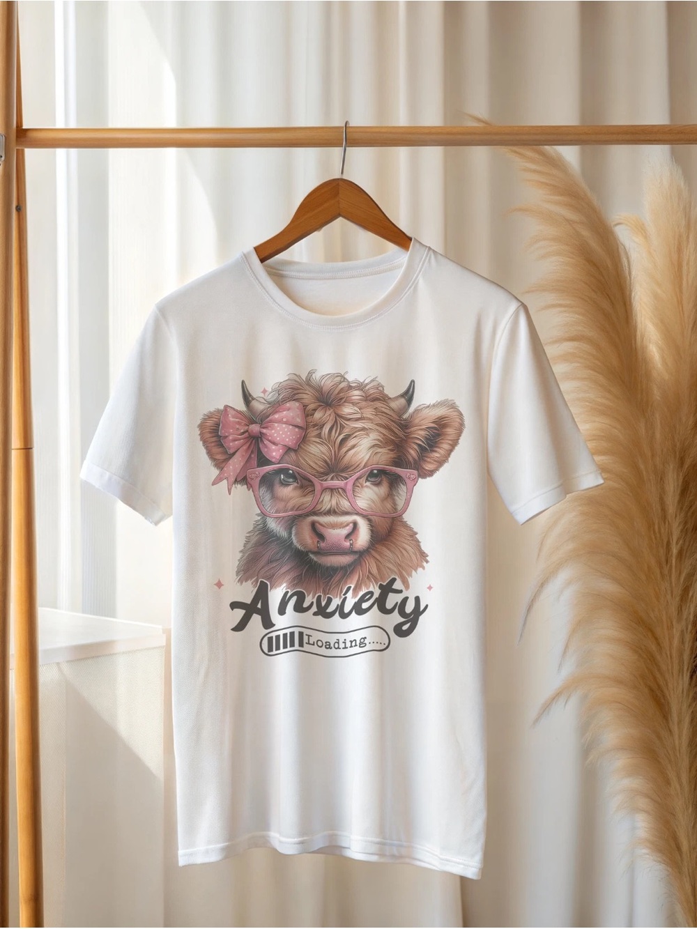 Anxiety Loading Shirt – Cute Highland Cow Graphic Tee
